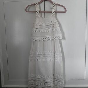 J. Crew White Halter Tiered Midi Dress
